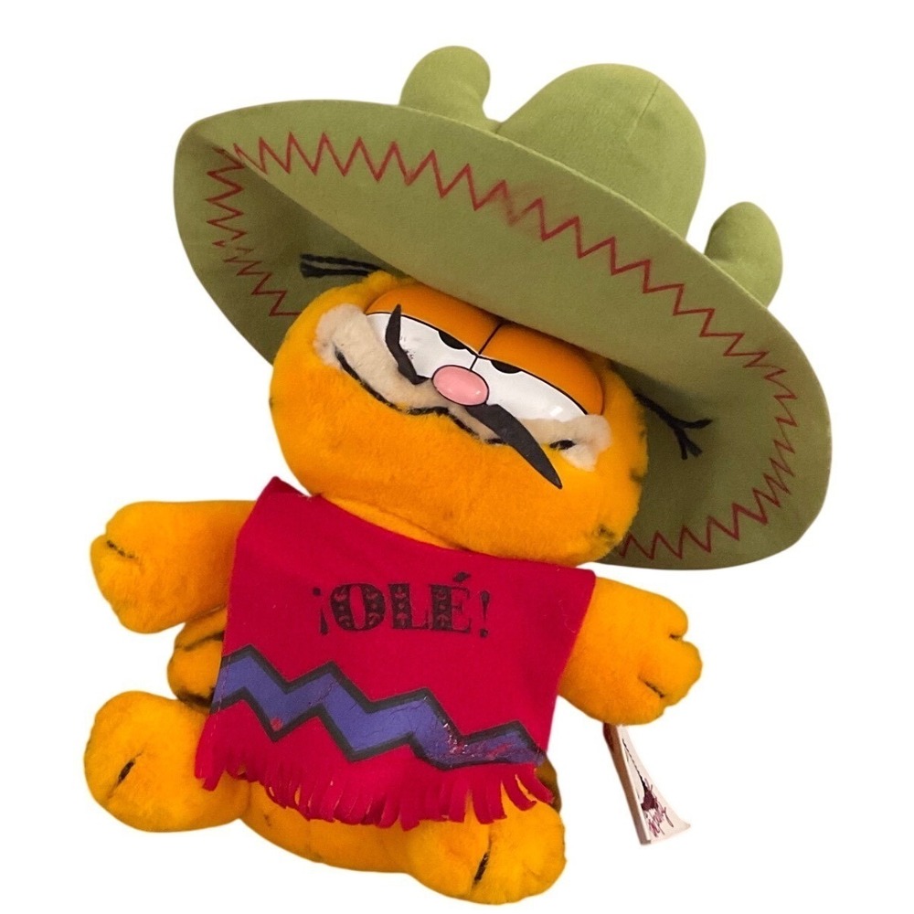 Garfield 10th‎ Birthday Plush 1988 Dakin Sombrero Ole Mexican Fiesta Toy